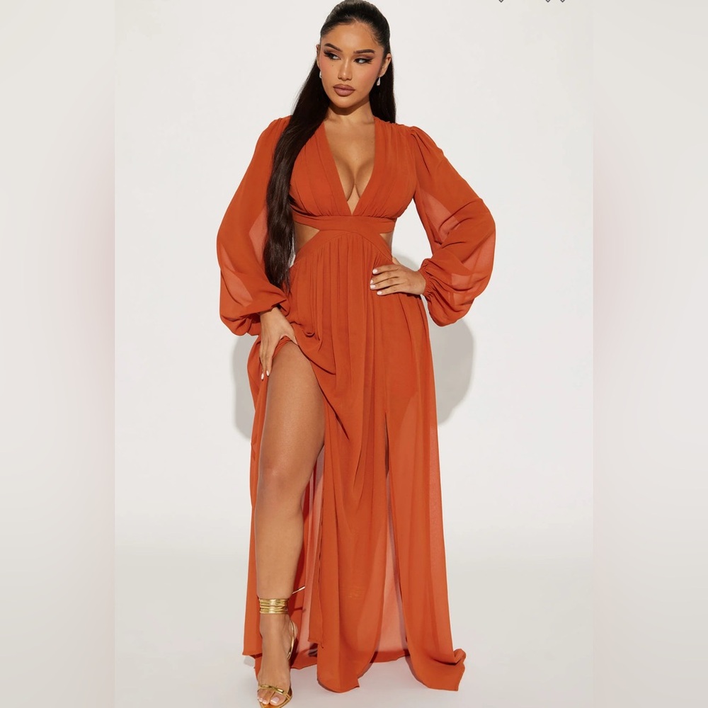 natalia maxi dress - cognac